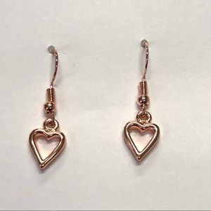 Handmade Gold Heart Dangle Earrings NWT